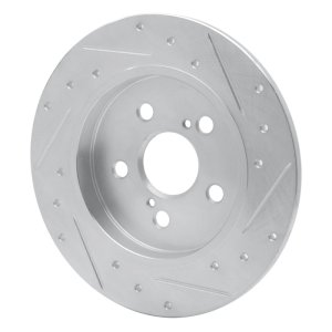 Lexus CT200H Brake Rotor (1) - Rear Left - R1 Concepts - Drilled & Slotted - Silver - `09-`24